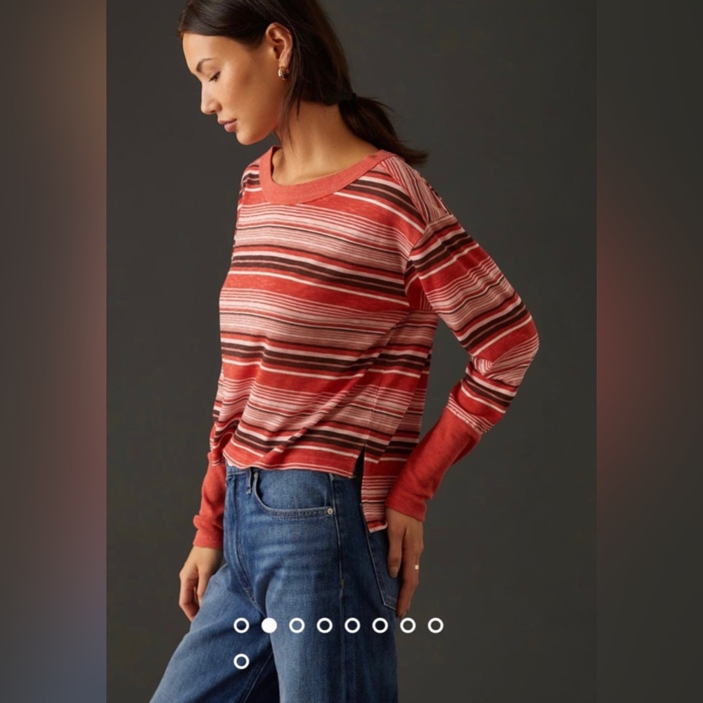 Pilcro and The Letterpress Boxy Crop Long Sleeve Ringer Tee